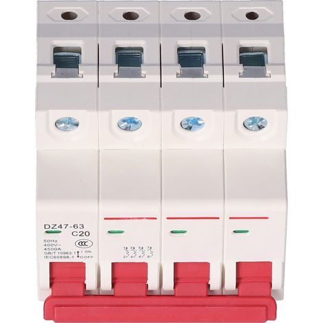 Disjoncteur 4P 20A Mini Interrupteur Automatique Protection Surcharge Court-Circuit 400V Maison (1/5)
