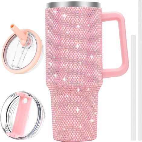 Gobelet de 1,2 L avec anse et paillettes, rose (1/5)