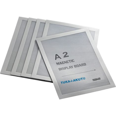 5x A2 Cadre d'affichage Magnétique, Adhésif pour Signe Enseignes, Pochette Cadre d'information Fermeture Magnétique, Porte Affiche, Sachet de 5 Couleur Argent, TKD8400-A2-5x (1/5)