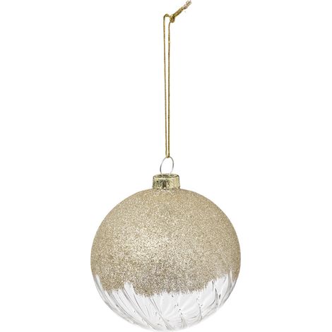 Déco Sapin Boule de Noël en Verre D 8 cm transparente et dorée - Feeric Christmas