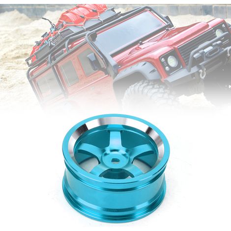 4 Jantes Alliage 1/10 pour Voiture Télécommandée HSP, Accessoires RC Dérive Bleu Métallisé (1/4)