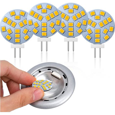 G4 LED-Lampe 2 W, entspricht 20 W Halogenlampe, AC/DC 12 V, 220 lm, Warmweiß 2700 K, 18  2835 SMD, G4 runde LED-Lampe für Schrankbeleuchtung, Einbauleuchten, 4 Stück [Energieklasse E] (1/5)