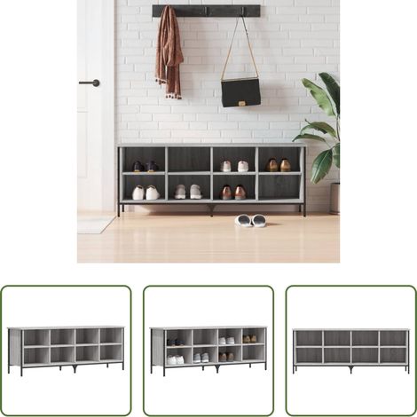 vidaXL Bois d'ingénierie - Armoire à chaussures sonoma gris 131x35x50 cm bois d'ingénierie (1/5)