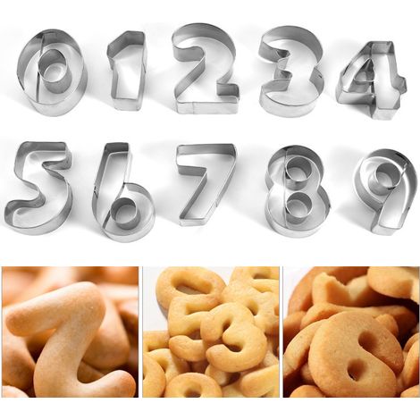 Emporte-pièces en acier inoxydable en forme de chiffres, ensemble d'emporte-pièces pour biscuits d'anniversaire (1/5)