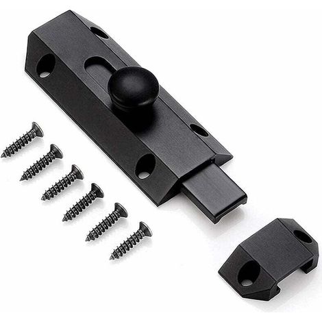 1 x Torriegel aus reinem, dickem Messing, Sicherheitsschloss mit Bolzen, robuster Torriegel, schwarz
