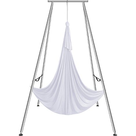 Kit Balançoire de Yoga Aérien et Hamac, Support de Yoga Professionnel 295 cm de Hauteur, Hamac Blanc 6x2,6 m, Capacité de Charge Maximale de 250 kg, pour Fitness Musculation Pilates Gym Maison (1/5)