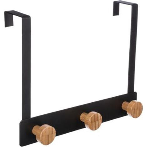 Patère en Métal & Bambou "3 Têtes" 20cm Noir (1/2)