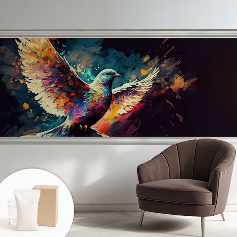 Tapete Vliestapete mit Kleber - trendige Wanddeko - elegant Fototapete für Wohnzimmer - Schlafzimmer Bunter Vogel 250x104 cm