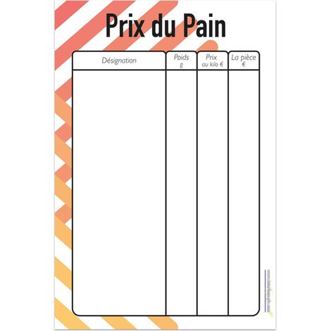Panneau "PRIX DU PAIN" (fond blanc) dimensions 60 x 40 cm (1/5)