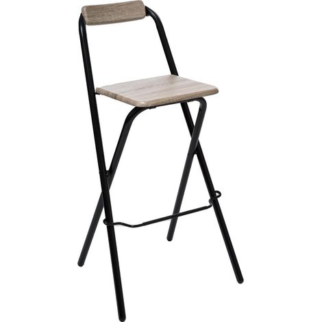 Atmosphera – Tabouret de bar pliable en acier – Assise H. 75 cm en MDF – Revêtement PVC – Dimensions L. 49 x l. 48 cm – Poids 4,65 kg