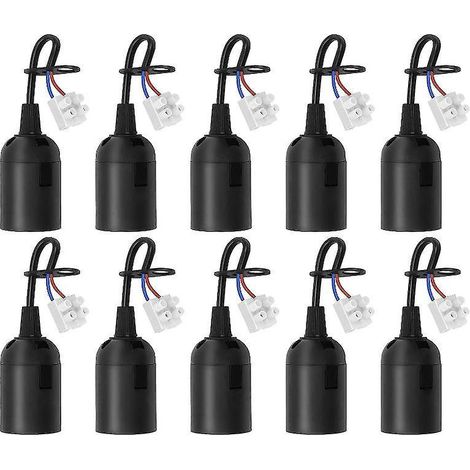 10pcs E27 Bulb Holder (black), Lampholder Suspension Socket, Workplace Socket, Led Workplace Lampholder, Standard E27 Bulb With Phase Tester (1/5)