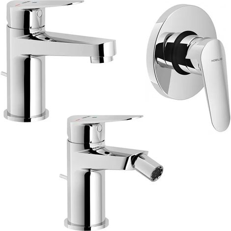 Set miscelatori lavabo bidet e doccia incasso Nobili Blues cromati a risparmio idrico (1/5)