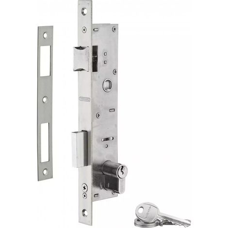 THIRARD - Serrure encastr. à cylindre pour menuiserie métallique, axe 26mm, L 41, bouts carrés, cylindre 30x30mm, inox, 3 clés - THIRARD (1/3)