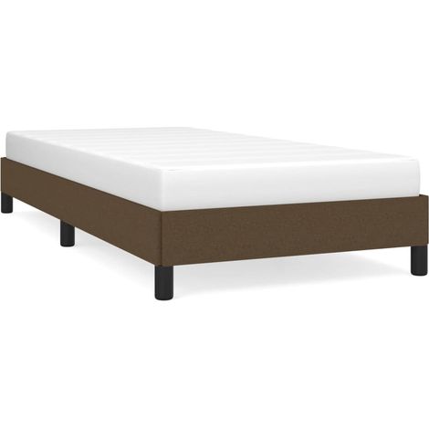 Lit adulte pour 1 personnes, Structure de lit, Assemblage Facile, Marron foncé 80x200 cm Tissu OIB9942E (1/5)
