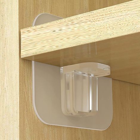 Lot de 20 supports d'étagère adhésifs, fixations sans perçage pour étagères et placards. (1/5)
