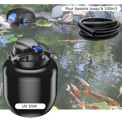 Kit Filtre Pression UV 55W, Pompe, Tuyau, Pour Bassins De 100000 L (1/5)
