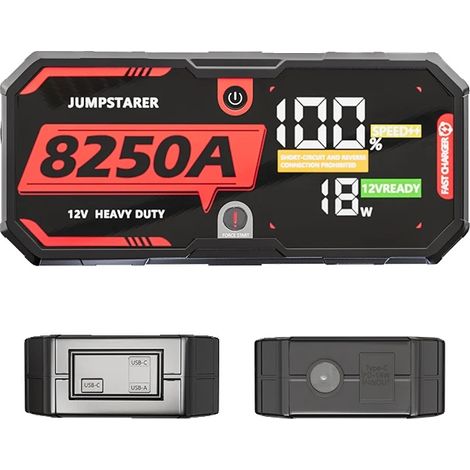 Avviatore di emergenza per auto, batteria da 32000 mAh, ricarica rapida PD65W, 8250A (1/2)