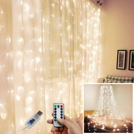 Ensemble de lumières LED, 300 diodes, blanc chaud, finition cuivre, télécommande, USB, pour la décoration et une utilisation dans différents environnements.-AquaForge (1/4)
