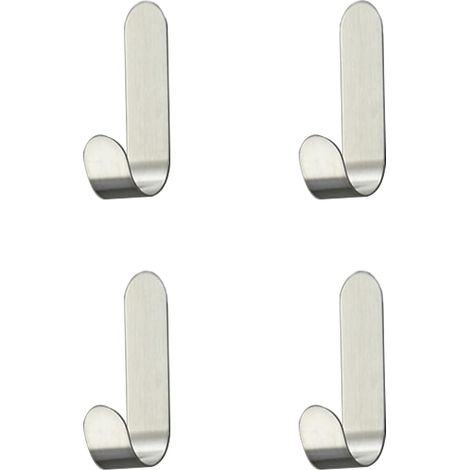 Lot de 4 crochets adhésifs en acier inoxydable, résistants à la rouille et à l'eau, parfaits pour ranger serviettes, clés, dans la cuisine ou la salle de bain. (1/4)