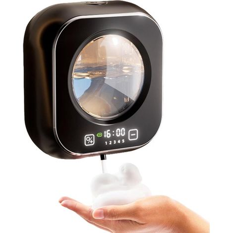 Dispenser di sapone automatico a parete (320 ml), sensore a infrarossi con finestra di visualizzazione, 5 impostazioni di velocità, batteria ricaricabile da 1500 mAh (USB), acqua (1/5)