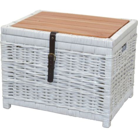 Mesa auxiliar cómoda de madera para salón mesa de centro de ratán blanco con espacio de almacenamiento TABA05129