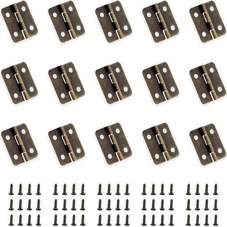 50 Mini-Scharniere in Antikbronze, Klappscharniere, DIY-Verbinder, kleine Scharniere mit 200 Ersatznägeln für Holzkisten, Schmuckkästchen, Schränke, DIY-Zubehör (1/5)