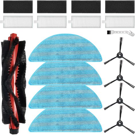 14 Pièces Accessoire Aspirateur Lefant M200 M201 T700, 1 Brosse Principale, 4 Chiffon, 4 Filtre HEPA, 4 Brosse Latérale (1/5)