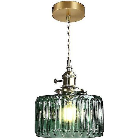 Plafonnier rond en verre style industriel vintage (vert) - yuyu (1/5)