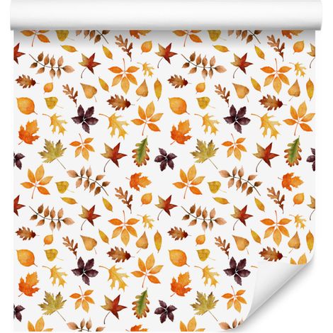 Carta da parati autunnale bianca, crema e oro per soggiorno e camera da letto 50x1000 cm (1/5)
