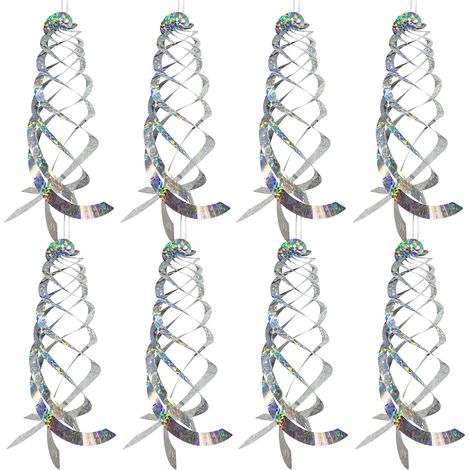 Lot de huit réflecteurs spirales suspendus quinze virgule huit pouces pour jardin décoration pour éloigner les oiseaux de la piscine