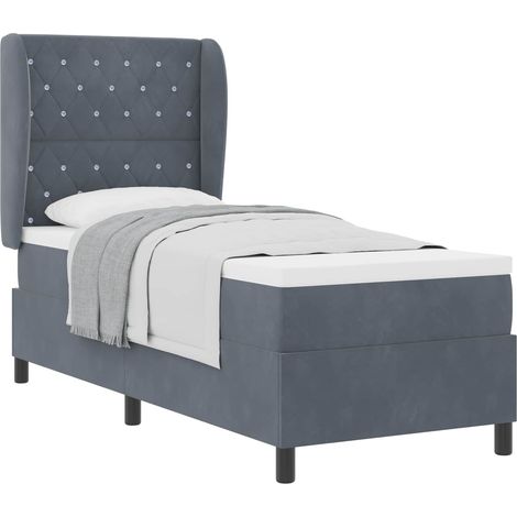 Maison Exclusive - Lit à ressorts avec coussin Gris foncé 200 x 80 cm Velours (1/5)
