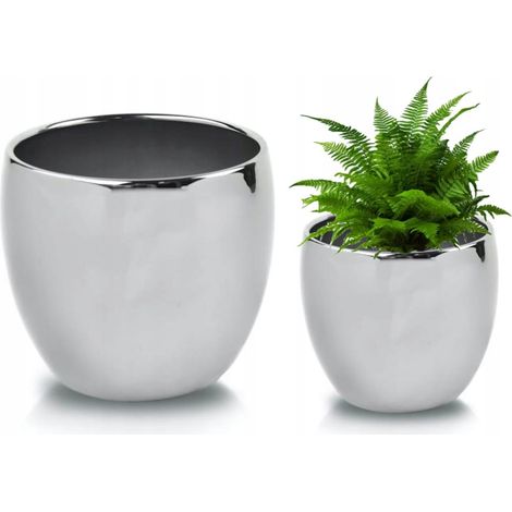 Copertura decorativa in ceramica, sfera argentata, 20x20 cm (1/2)