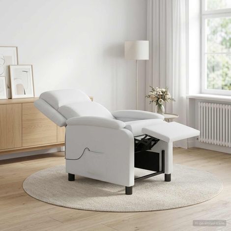 vidaXL Silla de masajes reclinable Blanco Tela (1/5)