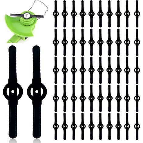 50 Lames de Rechange en Plastique pour Débroussailleuse - Lot de Lames de 14cm pour Gazon - Coupe-Bordures sans Fil Idéales pour Tondeuse de Jardin (Noir)