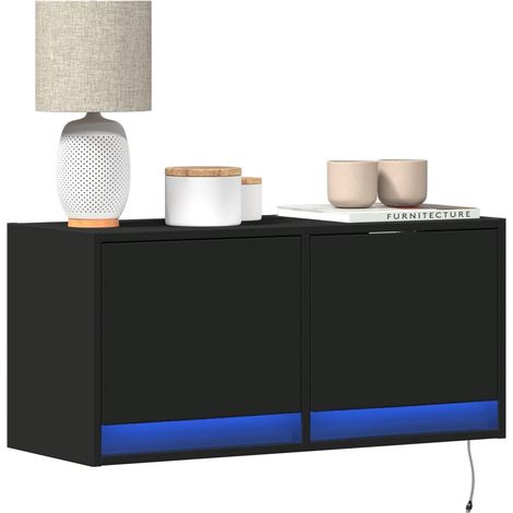 TV-Wandschrank mit LED-Beleuchtung Schwarz 80x31x38 cm vidaXL (1/5)