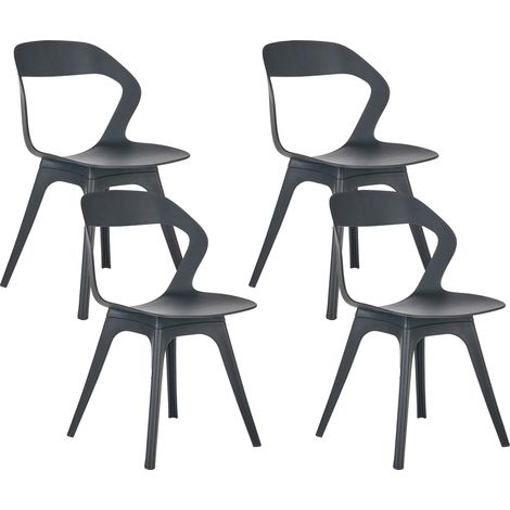 Conjunto de 2 sillas de comedor modernas para jardín ligeras resistentes a la intemperie negro Lachania