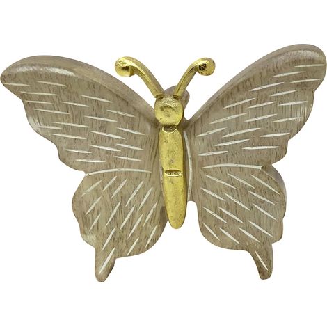 Signes Grimalt Brauner Holzschmetterling – böhmische Schmetterlingsfigur – 12 x 15 x 3 cm
