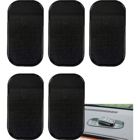 Tapis antidérapant pour tableau de bord voiture, lot de 5 patins adhésifs extra épais, fixation pour détecteur radar, smartphone et accessoires auto, surface stable (1/5)