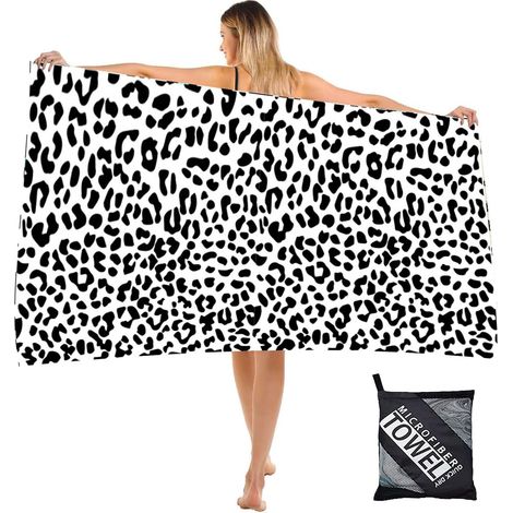 Grandes Serviette de Plage Microfibre avec Sac,160X90Cm Spot Noir Blanc de Plage,Séchage Rapide,Anti-Sable,Douces et Super Absorbante,Portable Légère,pour Piscine Vacances Yoga Camping (1/5)