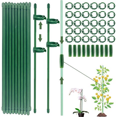 Tuteur Plante Tige, 20 Pièces Tuteurs pour Plantes, 30 Tiges de Plantes Clips, 10 Tiges Tube d'extension, Attache Plante, Tuteur Orchidee, Fixation de Croissance des Plantes (1/5)