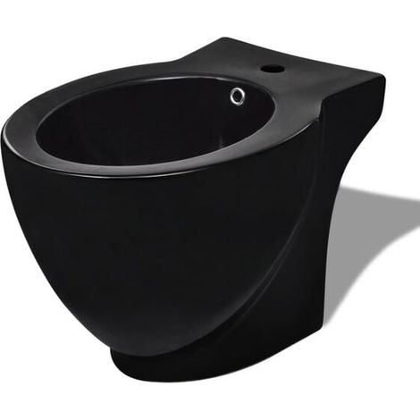 baignoire ronde en céramique noire à poser (1/5)