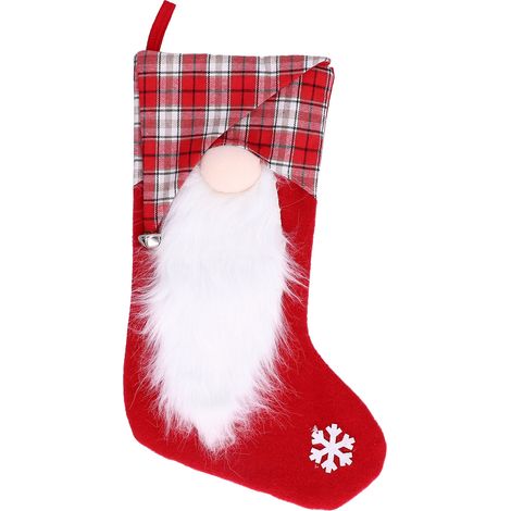 Pendentif de Noël en Forme de Chaussette, Décoration pour Sapin et Sac Cadeau Festif, Idée pour Fête et Décoration d'Intérieur Rouge (1/5)