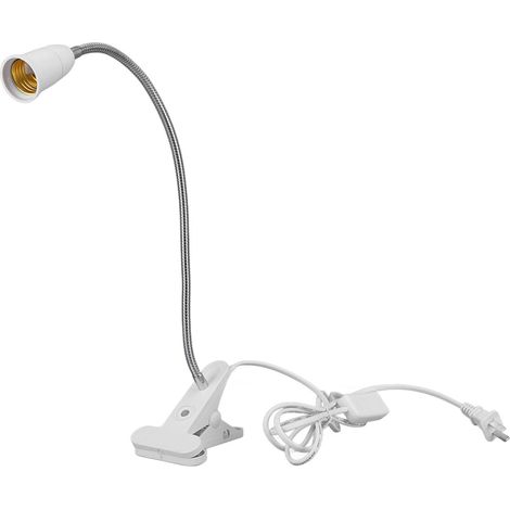 Douille de lampe de bureau à pince E26/E27, câble de 1,8 m, col de cygne de 30 cm, pour chambre ou bureau, prise américaine 100-240 V (1/5)
