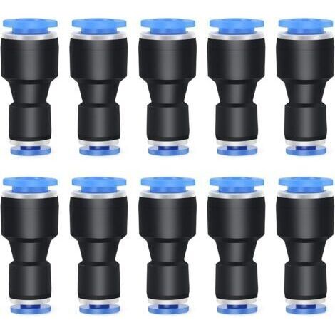 Lot de 10 réducteurs de tube droit de 8 mm de diamètre extérieur x 6 mm de diamètre extérieur pour accessoires de connexion, raccords pneumatiques, connecteur réducteur de tuyau (1/5)
