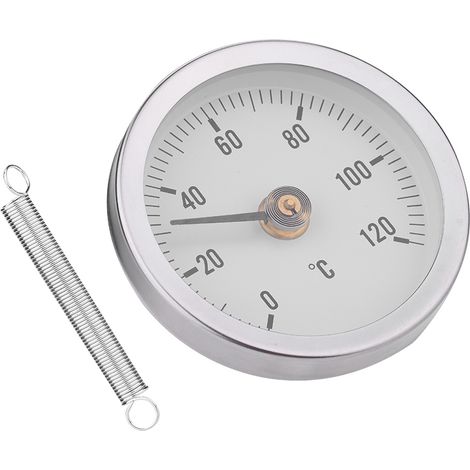 Thermomètre bimétallique à ressort IP55 63mm 0-120°C étanche et anti-poussière pour tuyau et surface (1/5)