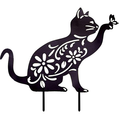 Letrero de gato decorativo con forma de estaca para Halloween, silueta de gato negro acrílico, arte estético, estaca hueca para jardín, patio y granja.