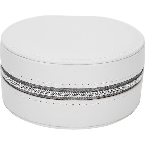 Boîte à bijoux PU portable pour bagues, boucles d'oreilles, colliers - Organisateur de rangement blanc (1/5)