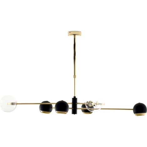 Lampadario moderno oro/nero vetro 8 luci Jupiter MOKA (1/5)