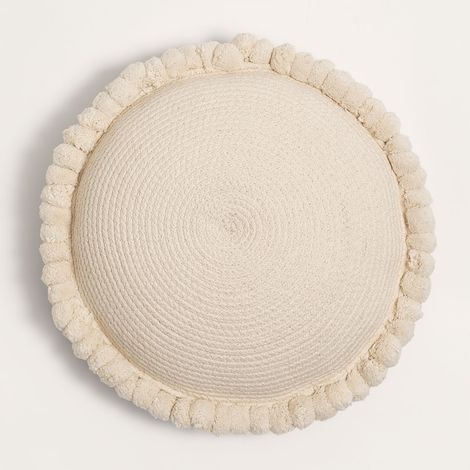 Coussin Rond en Coton Tressé Olets SKLUM Beige Crème