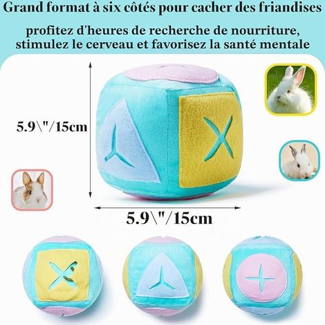 Toy Food Puzzle Game Soft Washable Nasal Treat Dispenser Enrichment Toy for Indoor Rabbits (Blue) (1/4)